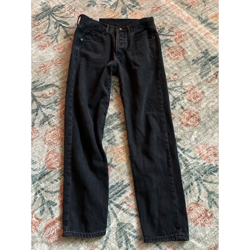 American Eagle Mom Jeans Women 0 Short Black High Waisted Straight Leg Grunge